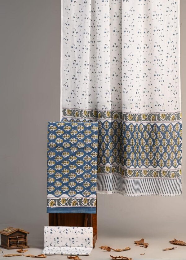 Block Print Cotton Suit With Cotton Dupatta