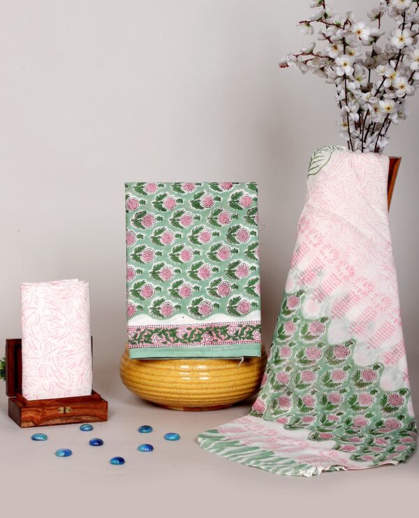 Block Print Cotton Suit With Cotton Dupatta