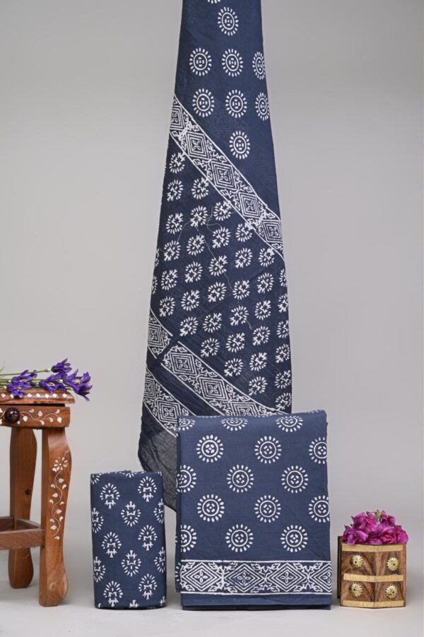 Block Print Cotton Suit With Cotton Dupatta