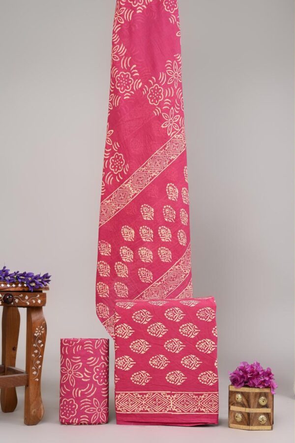 Block Print Cotton Suit With Cotton Dupatta