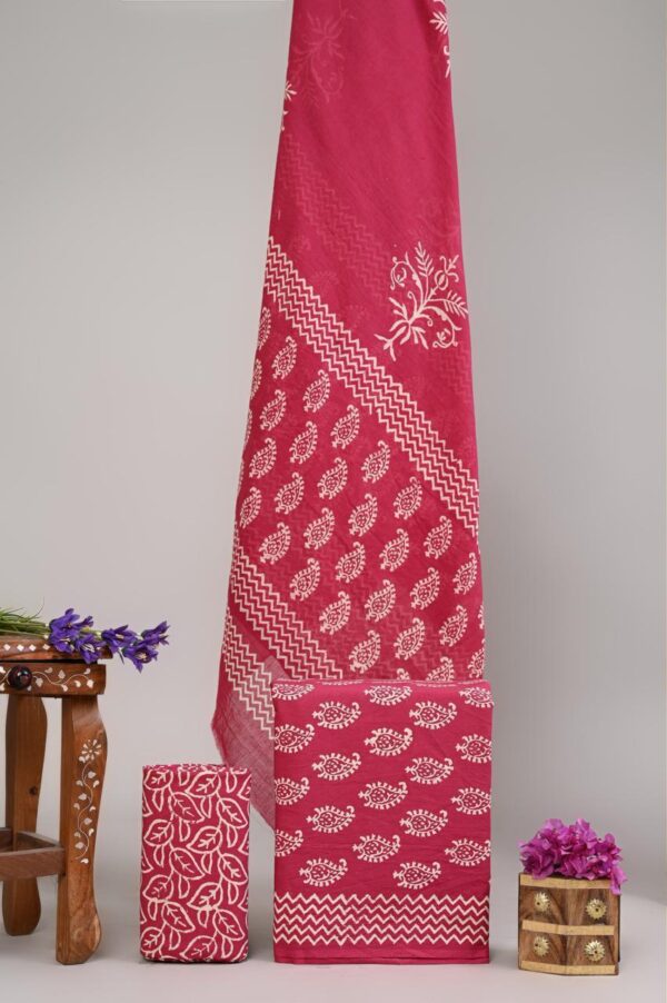 Block Print Cotton Suit With Cotton Dupatta