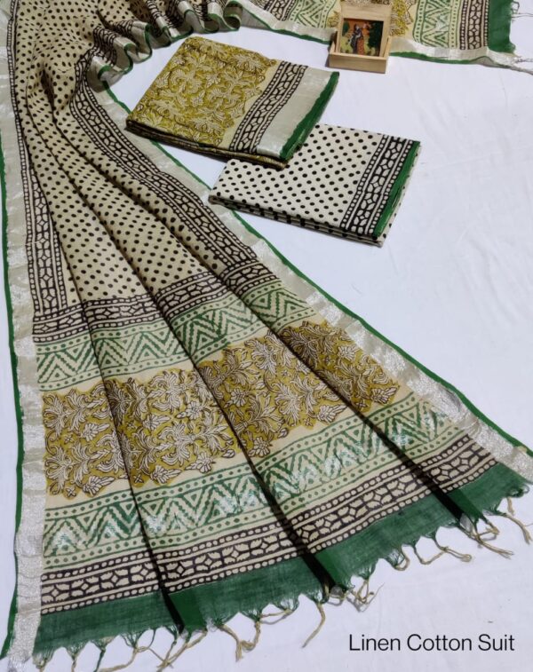 Hand Block Print Linen Cotton Suit
