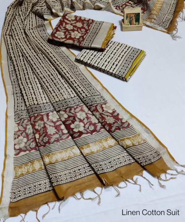 Hand Block Print Linen Cotton Suit