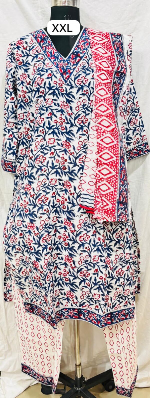 Cotton Stitched Suit With Cotton Dupatta