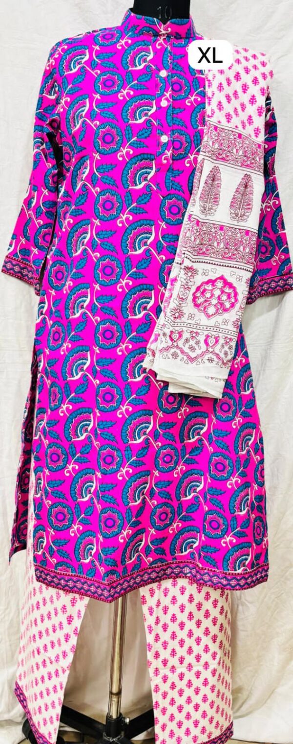 Cotton Stitched Suit With Cotton Dupatta