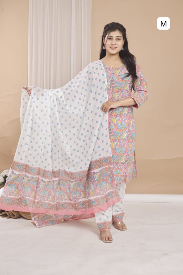 Cotton Stitched Suit With Cotton Dupatta