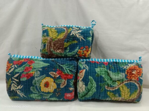 Jaipuri Print Velvet Makeup Bag