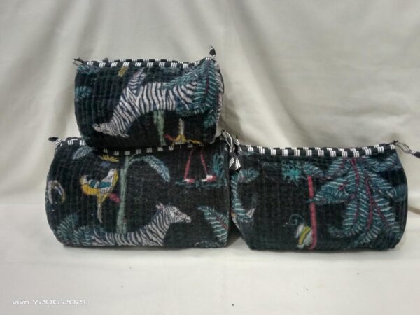 Jaipuri Print Velvet Makeup Bag