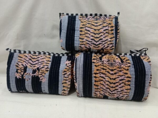 Jaipuri Print Velvet Makeup Bag