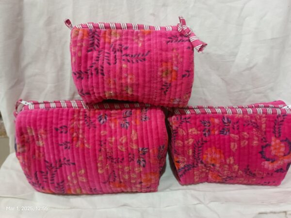 Jaipuri Print Velvet Makeup Bag