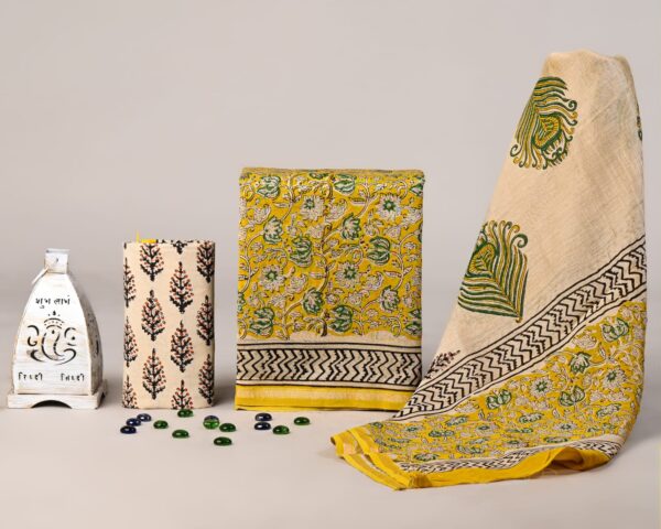 Hand Block Print Chanderi Silk Suit