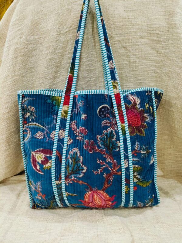 Jaipuri Print Cotton Quilted Velvet Tote Bag