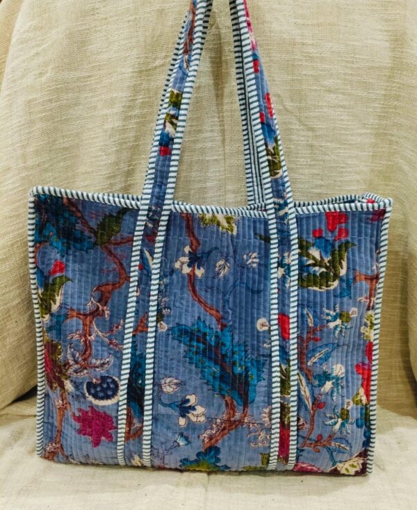 Jaipuri Print Cotton Quilted Velvet Tote Bag