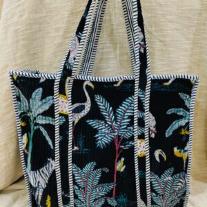 Jaipuri Print Cotton Quilted Velvet Tote Bag