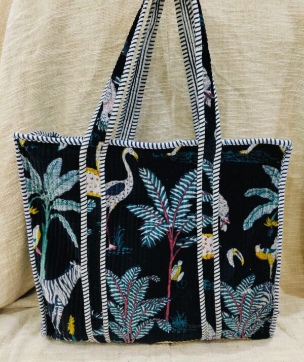 Jaipuri Print Cotton Quilted Velvet Tote Bag
