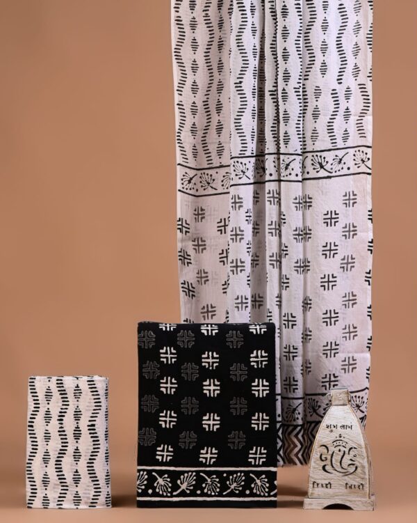 Block Print Cotton Suit With Cotton Dupatta