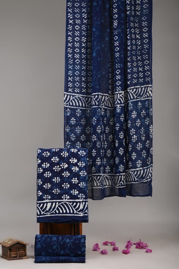 Block Print Cotton Suit With Cotton Dupatta