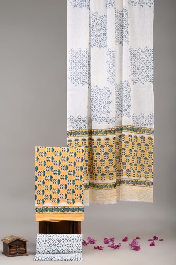 Block Print Cotton Suit With Cotton Dupatta