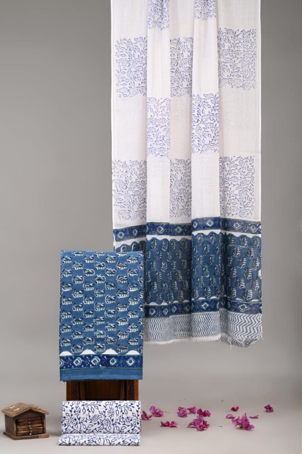 Block Print Cotton Suit With Cotton Dupatta