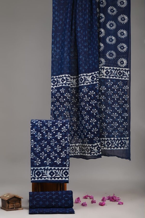 Block Print Cotton Suit With Cotton Dupatta