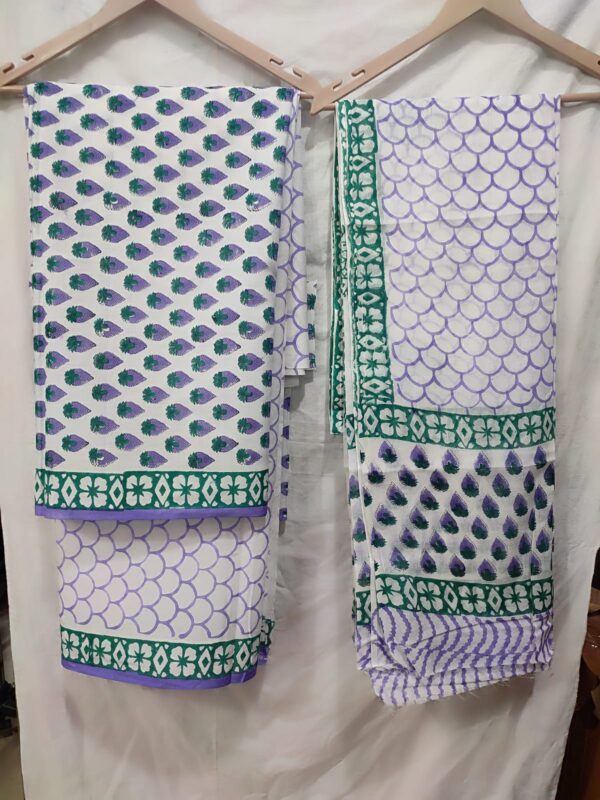 Block Print Cotton Suit With Cotton Dupatta