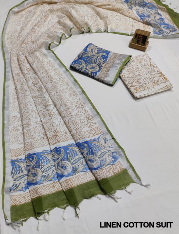 Hand Block Print Linen Cotton Suit