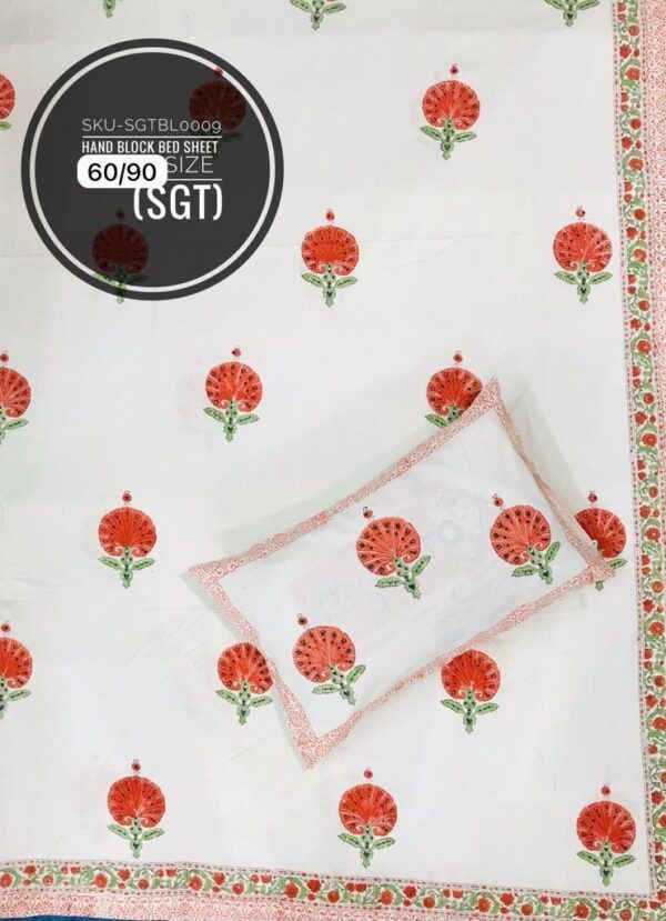 Block Print Bedsheet With 1 Pillow