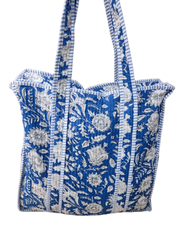 Jaipuri Print Cotton Quilted Tote Bag With Zip