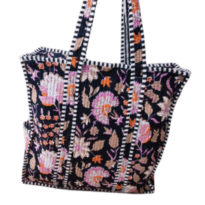 Jaipuri Print Cotton Quilted Tote Bag With Zip