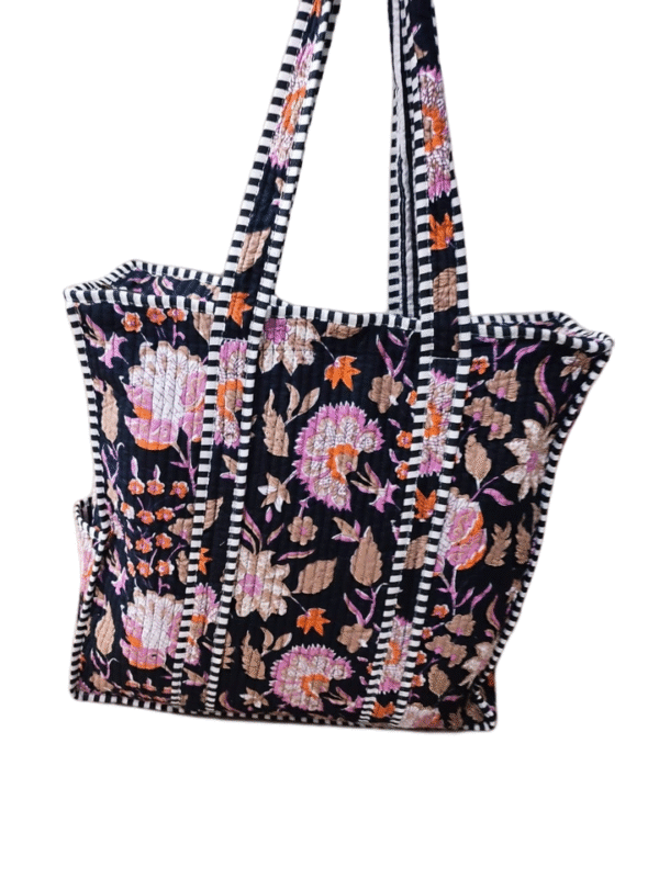 Jaipuri Print Cotton Quilted Tote Bag With Zip