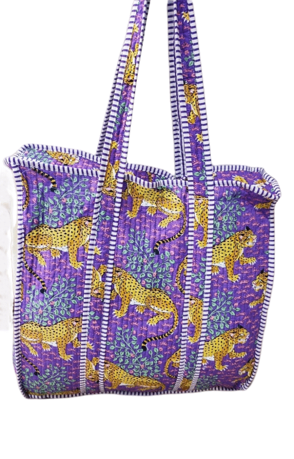 Jaipuri Print Cotton Quilted Tote Bag With Zip