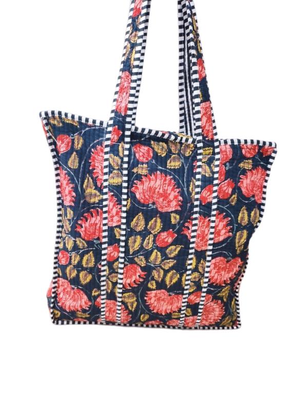 Jaipuri Print Cotton Quilted Tote Bag With Zip