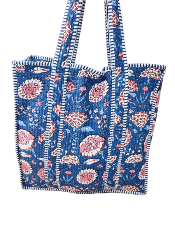 Jaipuri Print Cotton Quilted Tote Bag With Zip