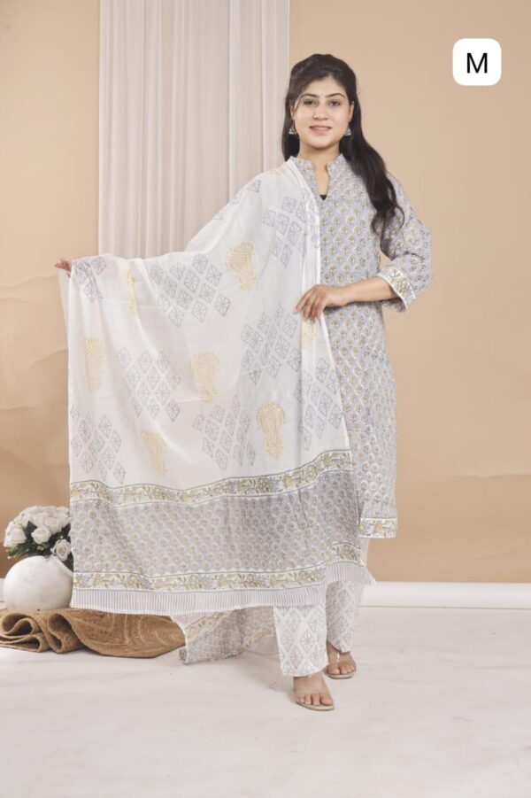 Cotton Stitched Suit With Cotton Dupatta