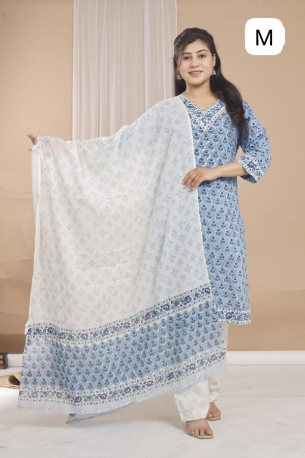 Cotton Stitched Suit With Cotton Dupatta