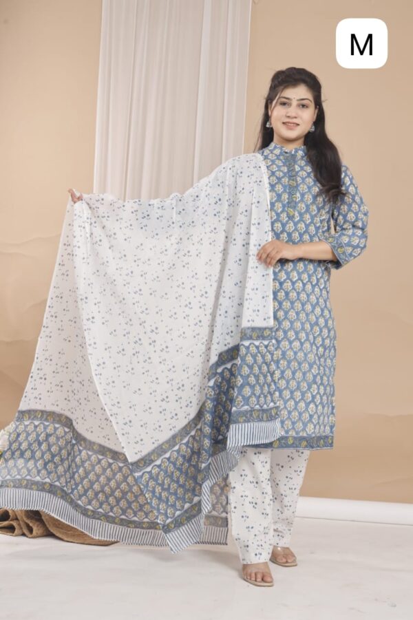 Cotton Stitched Suit With Cotton Dupatta
