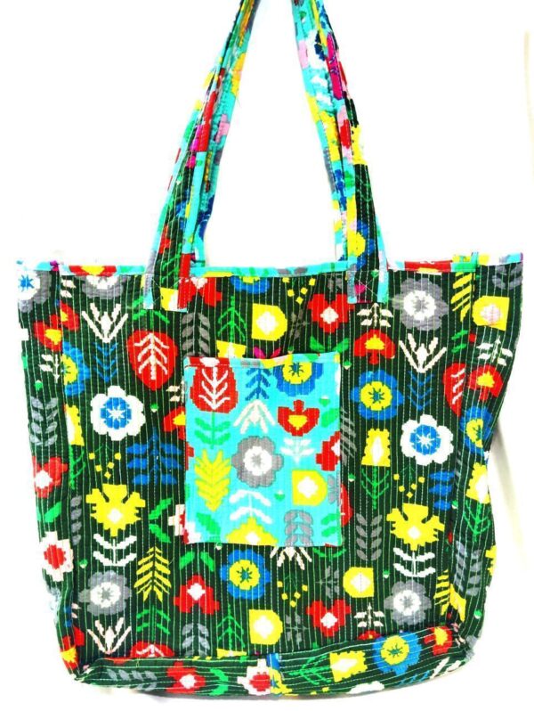 Jaipuri Print Cotton Quilted Tote Bag