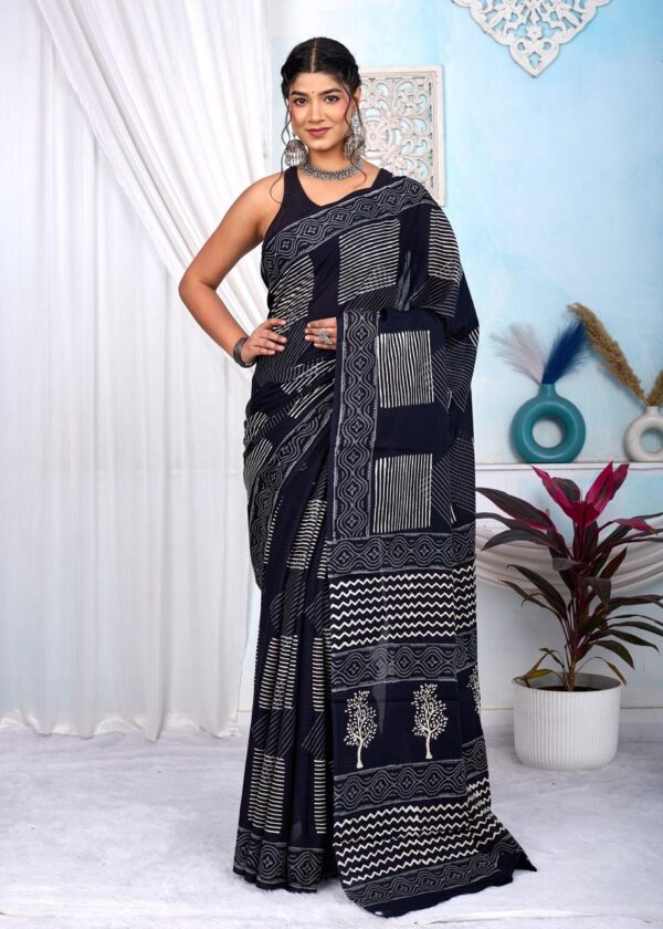 Block Print Cotton Saree
