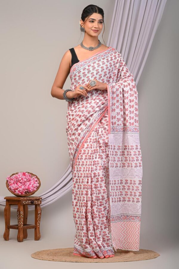 Block Print Cotton Saree