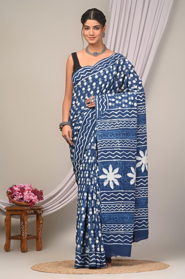 Block Print Cotton Saree