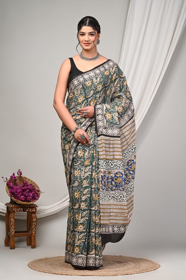 Block Print Cotton Saree