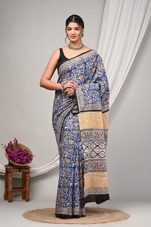 Block Print Cotton Saree