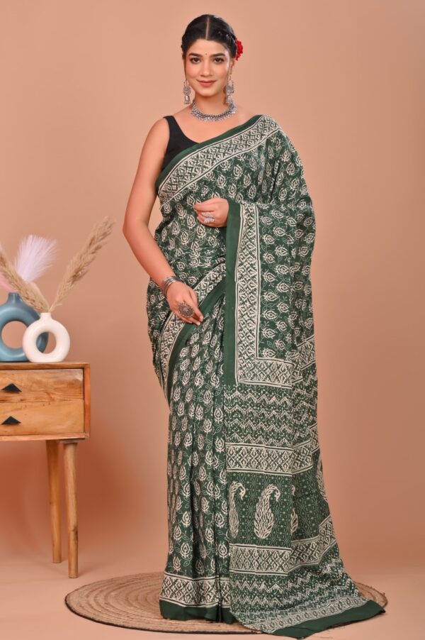 Block Print Cotton Saree