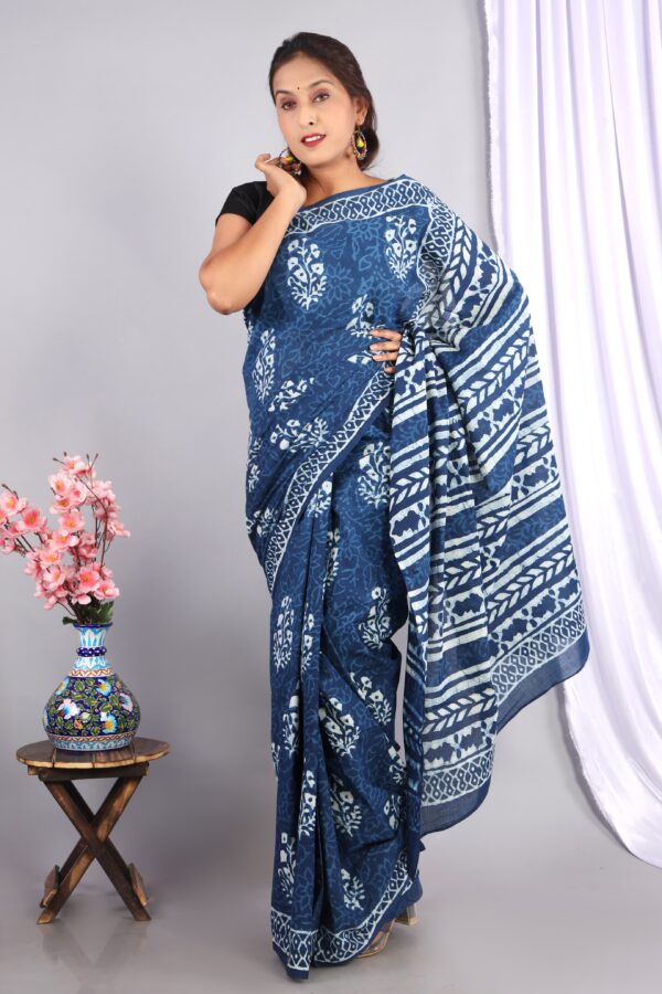 Block Print Cotton Saree