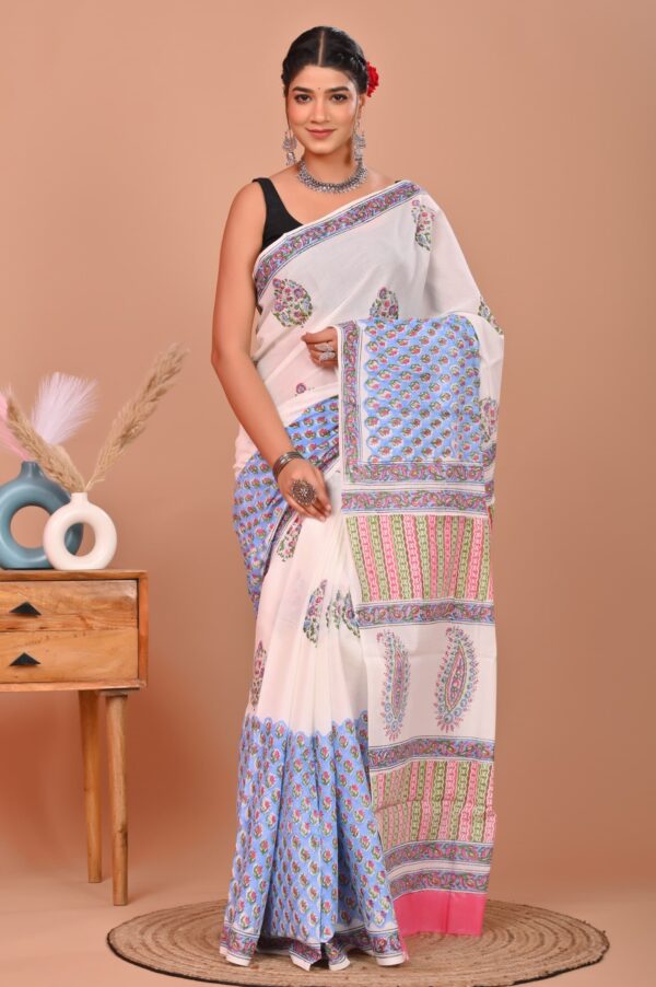 Block Print Cotton Saree