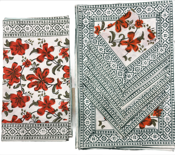 Block Print Canvas Mate Set With Runner