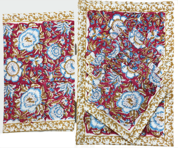 Block Print Canvas Mate Set With Runner