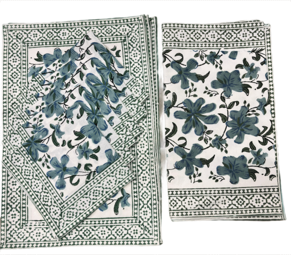 Block Print Canvas Mate Set With Runner