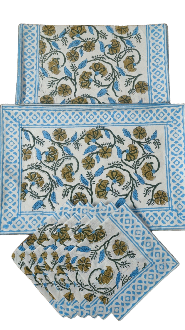 Block Print Canvas Mate Set With Runner