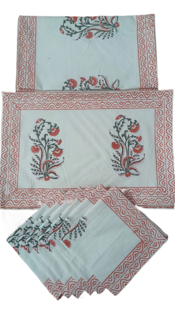Block Print Canvas Mate Set With Runner